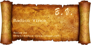 Badics Vince névjegykártya